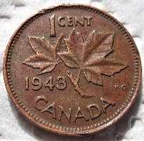 1943-Canadian-War-Penny-With-Unique-Laser-Beam-Lamination
